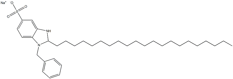 1-ベンジル-2,3-ジヒドロ-2-ヘニコシル-1H-ベンゾイミダゾール-5-スルホン酸ナトリウム 化学構造式