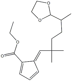 5-[(E)-5-(1,3-Dioxolan-2-yl)-2,2-dimethylhexylidene]-1,3-cyclopentadiene-1-carboxylic acid ethyl ester 结构式