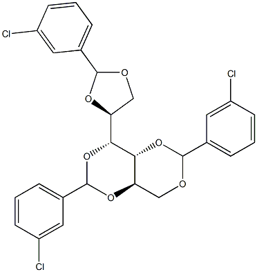 1-O,2-O:3-O,5-O:4-O,6-O-Tris(3-chlorobenzylidene)-D-glucitol,,结构式