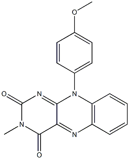 3-Methyl-10-[4-methoxyphenyl]pyrimido[4,5-b]quinoxaline-2,4(3H,10H)-dione,,结构式