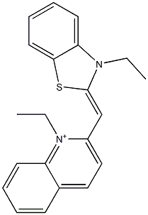 1-Ethyl-2-(3-ethyl-2,3-dihydrobenzothiazole-2-ylidenemethyl)quinolinium Struktur