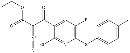 3-[2-Chloro-5-fluoro-6-(4-methylphenylthio)pyridin-3-yl]-3-oxo-2-diazopropionic acid ethyl ester 结构式