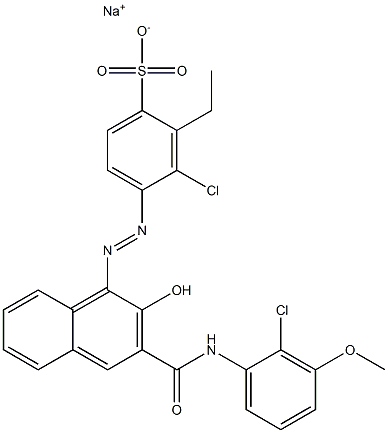 3-Chloro-2-ethyl-4-[[3-[[(2-chloro-3-methoxyphenyl)amino]carbonyl]-2-hydroxy-1-naphtyl]azo]benzenesulfonic acid sodium salt Struktur