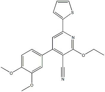 2-Ethoxy-4-(3,4-dimethoxyphenyl)-6-(2-thienyl)pyridine-3-carbonitrile,,结构式