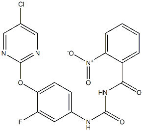 1-(2-ニトロベンゾイル)-3-[4-[(5-クロロ-2-ピリミジニル)オキシ]-3-フルオロフェニル]尿素 化学構造式