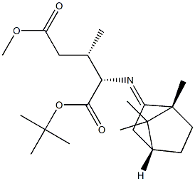 (2S,3S)-2-[[(1R,4R)-ボルナン-2-イリデン]アミノ]-3-メチルグルタル酸1-tert-ブチル5-メチル 化学構造式