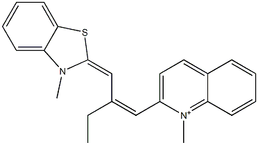 1-Methyl-2-[2-[(3-methylbenzothiazol-2(3H)-ylidene)methyl]-1-butenyl]quinolinium,,结构式