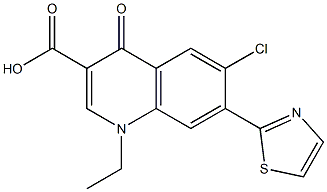 1,4-Dihydro-1-ethyl-4-oxo-6-chloro-7-(thiazol-2-yl)quinoline-3-carboxylic acid Struktur