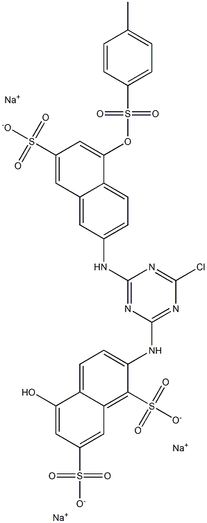 2-[4-Chloro-6-[7-sulfo-5-(4-methylphenylsulfonyloxy)-2-naphtylamino]-1,3,5-triazin-2-ylamino]-5-hydroxy-1,7-naphthalenedisulfonic acid trisodium salt Structure
