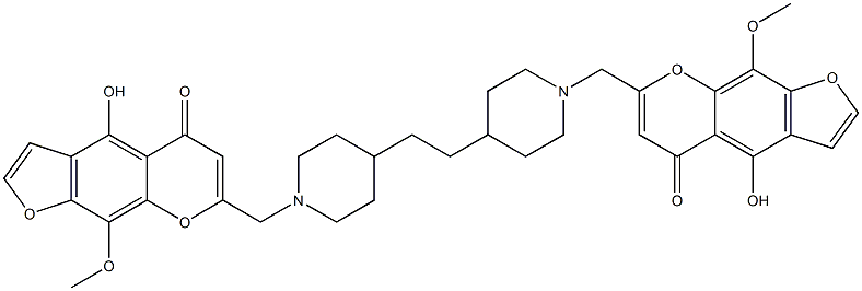 7,7'-[1,2-Ethanediylbis(4,1-piperidinediyl)bis(methylene)]bis[4-hydroxy-9-methoxy-5H-furo[3,2-g][1]benzopyran-5-one] Struktur