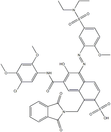 3-[(5-Chloro-2,4-dimethoxyphenyl)aminocarbonyl]-1-[5-[(diethylamino)sulfonyl]-2-methoxyphenylazo]-2-hydroxy-5-(phthalimidylmethyl)naphthalene-6-sulfonic acid