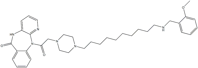 5,11-Dihydro-11-[[4-[10-(2-methoxybenzylamino)decyl]-1-piperazinyl]acetyl]-6H-pyrido[2,3-b][1,4]benzodiazepin-6-one Struktur