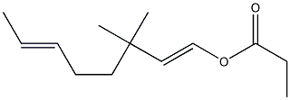 プロピオン酸3,3-ジメチル-1,6-オクタジエニル 化学構造式