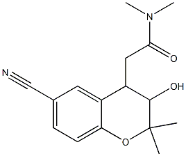 6-Cyano-3,4-dihydro-3-hydroxy-N,N-dimethyl-2,2-dimethyl-2H-1-benzopyran-4-acetamide 结构式