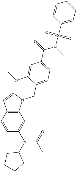 4-[6-(Cyclopentylacetylamino)-1H-indol-1-ylmethyl]-3-methoxy-N-methyl-N-phenylsulfonylbenzamide