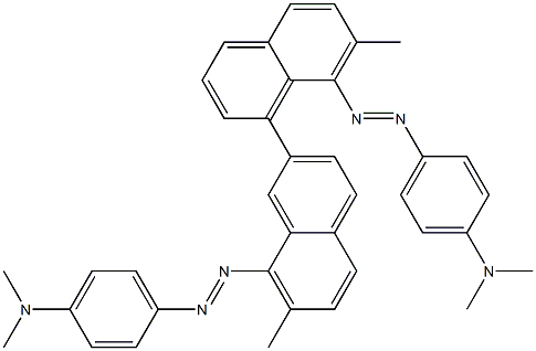 4,4'-ビス(4-ジメチルアミノフェニルアゾ)-3,3'-ジメチル-5,6'-ビナフタレン 化学構造式