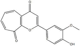 2-(4-Hydroxy-3-methoxyphenyl)-4,9-dihydrocyclohepta[b]pyran-4,9-dione Structure