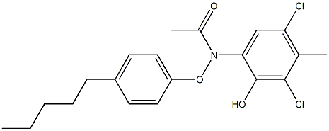 2-(4-ペンチルフェノキシアセチルアミノ)-4,6-ジクロロ-5-メチルフェノール 化学構造式