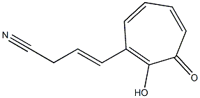 2-ヒドロキシ-3-(3-シアノ-1-プロペニル)シクロヘプタ-2,4,6-トリエン-1-オン 化学構造式
