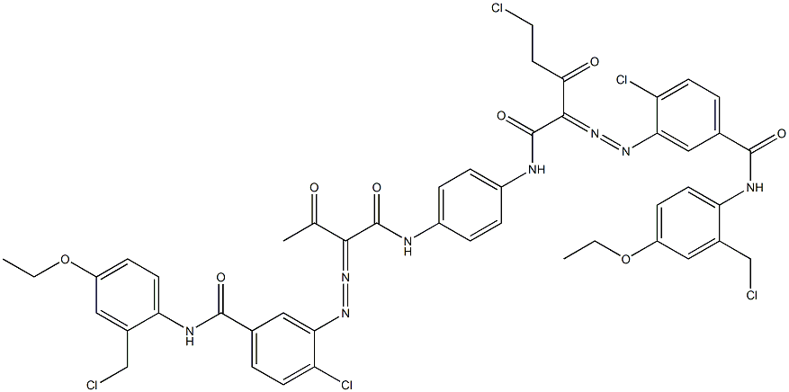 3,3'-[2-(Chloromethyl)-1,4-phenylenebis[iminocarbonyl(acetylmethylene)azo]]bis[N-[2-(chloromethyl)-4-ethoxyphenyl]-4-chlorobenzamide] Structure