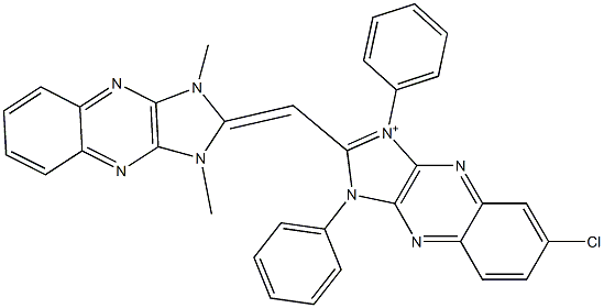 6-Chloro-2-[[(1,3-dihydro-1,3-dimethyl-2H-imidazo[4,5-b]quinoxalin)-2-ylidene]methyl]-1,3-diphenyl-1H-imidazo[4,5-b]quinoxalin-3-ium 结构式