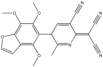 4,6,7-Trimethoxy-5-[[2-methyl-5-cyano-3,6-dihydro-6-(dicyanomethylene)pyridin]-3-yl]benzofuran,,结构式