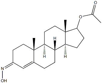 3-(ヒドロキシイミノ)アンドロスタ-4-エン-17-オール17-アセタート 化学構造式