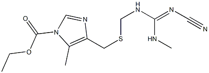 4-[[[(2-シアノ-3-メチルグアニジノ)メチル]チオ]メチル]-5-メチル-1H-イミダゾール-1-カルボン酸エチル 化学構造式