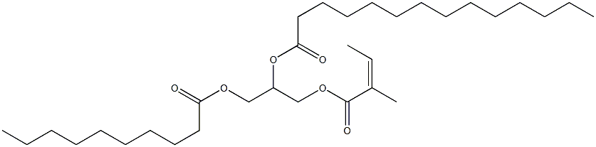 1-O-[(Z)-2-メチル-2-ブテノイル]-2-O-ミリストイル-3-O-デカノイル-L-グリセロール 化学構造式