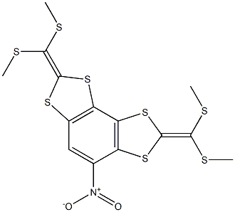 2,7-ビス[ビス(メチルチオ)メチレン]-4-ニトロ-2H,7H-1,3,6,8-テトラチア-as-インダセン 化学構造式