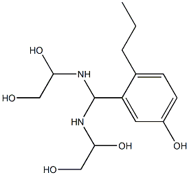 3-[ビス[(1,2-ジヒドロキシエチル)アミノ]メチル]-4-プロピルフェノール 化学構造式