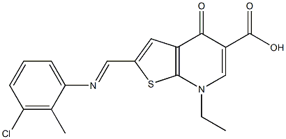 2-[(2-Methyl-3-chlorophenyl)iminomethyl]-4,7-dihydro-7-ethyl-4-oxothieno[2,3-b]pyridine-5-carboxylic acid|