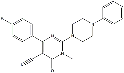 2-(4-Phenylpiperazin-1-yl)-3-methyl-4-oxo-6-(4-fluorophenyl)-3,4-dihydropyrimidine-5-carbonitrile 结构式