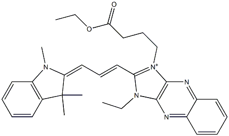 3-(3-Ethoxycarbonylpropyl)-1-ethyl-2-[3-[[2,3-dihydro-1,3,3-trimethyl-1H-indol]-2-ylidene]-1-propenyl]-1H-imidazo[4,5-b]quinoxalin-3-ium,,结构式