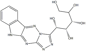 3-[(1S,2R,3S)-1,2,3,4,5-ペンタヒドロキシペンチル]-10H-1,2,4-トリアゾロ[4',3':2,3][1,2,4]トリアジノ[5,6-b]インドール 化学構造式