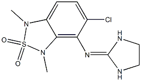 1,3-Dihydro-1,3-dimethyl-5-chloro-4-(imidazolidin-2-ylideneamino)-2,1,3-benzothiadiazole 2,2-dioxide,,结构式