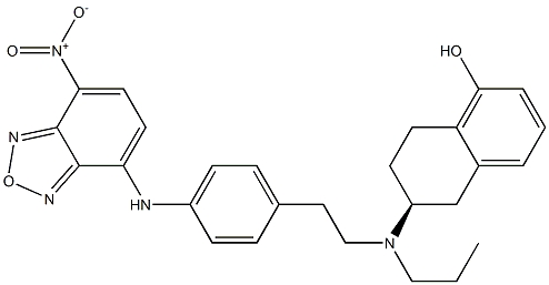 (S)-5,6,7,8-テトラヒドロ-6-[N-[2-[4-[(7-ニトロ-2,1,3-ベンゾオキサジアゾール-4-イル)アミノ]フェニル]エチル]-N-プロピルアミノ]ナフタレン-1-オール 化学構造式