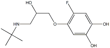 4-(3-tert-ブチルアミノ-2-ヒドロキシプロピルオキシ)-5-フルオロベンゼン-1,2-ジオール 化学構造式