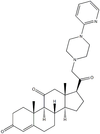 21-[4-(2-Pyridinyl)-1-piperazinyl]pregn-4-ene-3,11,20-trione 结构式
