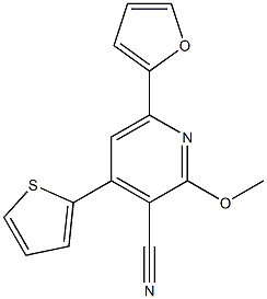 2-メトキシ-4-(2-チエニル)-6-(2-フラニル)ピリジン-3-カルボニトリル 化学構造式