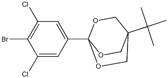 1-[4-tert-ブチル-2,6,7-トリオキサビシクロ[2.2.2]オクタン-1-イル]-4-ブロモ-3,5-ジクロロ-ベンゼン 化学構造式