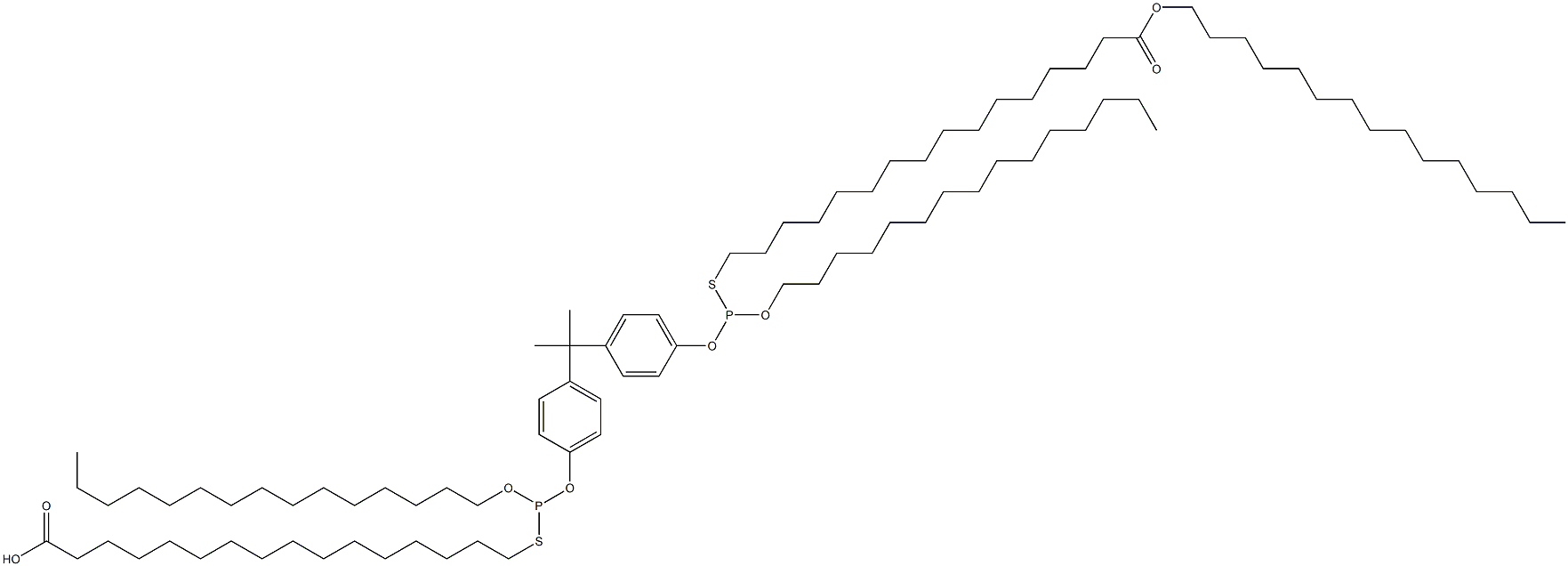 16,16'-[[Isopropylidenebis(4,1-phenyleneoxy)]bis[(pentadecyloxy)phosphinediylthio]]bis(hexadecanoic acid pentadecyl) ester Structure