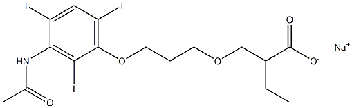 2-[[3-(3-アセチルアミノ-2,4,6-トリヨードフェノキシ)プロポキシ]メチル]酪酸ナトリウム 化学構造式