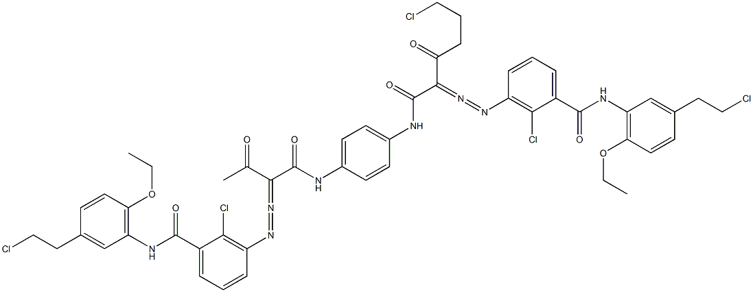 3,3'-[2-(2-Chloroethyl)-1,4-phenylenebis[iminocarbonyl(acetylmethylene)azo]]bis[N-[3-(2-chloroethyl)-6-ethoxyphenyl]-2-chlorobenzamide] Structure