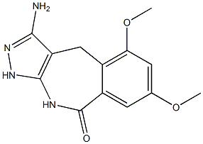 3-アミノ-1,4-ジヒドロ-5,7-ジメトキシピラゾロ[3,4-c][2]ベンゾアゼピン-9(10H)-オン 化学構造式