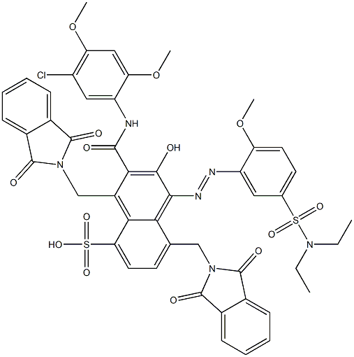 3-[(5-Chloro-2,4-dimethoxyphenyl)aminocarbonyl]-1-[5-[(diethylamino)sulfonyl]-2-methoxyphenylazo]-2-hydroxy-4,8-bis(phthalimidylmethyl)naphthalene-5-sulfonic acid