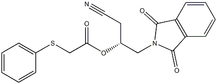 (フェニルチオ)酢酸(R)-1-(シアノメチル)-2-[(1,3-ジヒドロ-1,3-ジオキソ-2H-イソインドール)-2-イル]エチル 化学構造式
