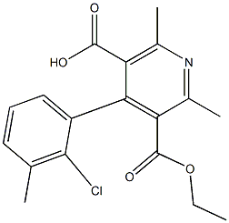 2,6-Dimethyl-4-(2-chloro-3-methylphenyl)pyridine-3,5-dicarboxylic acid 3-ethyl ester 结构式