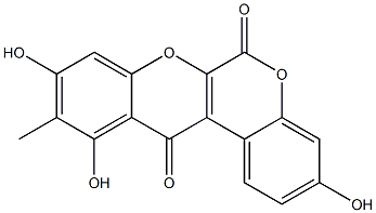 3,9,11-Trihydroxy-10-methyl[1]benzopyrano[3,4-b][1]benzopyran-6,12-dione 结构式