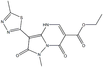 1-Methyl-3-(5-methyl-1,3,4-thiadiazol-2-yl)-2,7(1H,4H)-dioxopyrazolo[1,5-a]pyrimidine-6-carboxylic acid ethyl ester Struktur